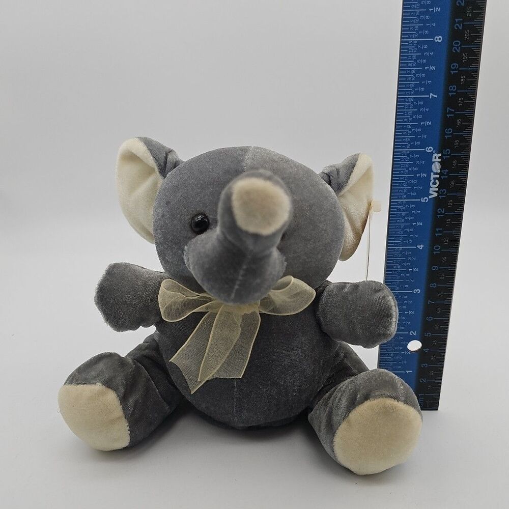 Safari Elephant Shaped Piggy Bank Soft Plush Gray 6" Tall with Tags, NO SOUND - Picture 12 of 12